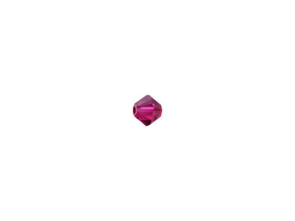 Add a dark pink to your designs with this cut Ruby Bicone bead from PRESTIGE Crystal Components. With its 3mm size, this bead is just the right size for a spacer bead on a necklace, bracelet, or pair of earrings. You can mix it with purples and blue or with greens and yellows. This bead makes an excellent accent in seed bead embroidery and weaving projects. The 3mm Bicone is small but sparkly. The innovative cut features brilliant facets for added sparkle. This design is sure to be a fabulous addition to your designs.Sold in increments of 24