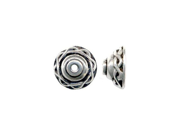 TierraCast Antiqued Silver Plated Bead Caps, Cast, Celtic Knot (dozen)