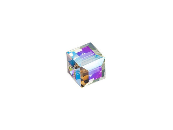 Bring geometric flair to your projects with this PRESTIGE Crystal Components cube bead. This modern bead features a cube shape with precision-cut facets for sparkle from every angle. This bead is perfect for creating a playful feel in your designs. Try it in necklaces, bracelets and even earrings. It's sure to add excitement to your style. This bead is versatile in size, so you can use it in necklaces, bracelets, and earrings. The shimmer effect is a special coating specifically designed to capture movement. This effect adds brilliance, color vibrancy, and unique light refraction. This crystal features a silvery grey color, while the shimmer effect brings gleaming iridescent purple and blue tones. The Shimmer B coating is only applied to three sides of the cube bead.Sold in increments of 6