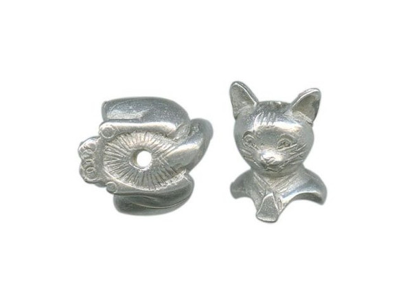 Cat Bead Caps for 8mm Beads - Antiqued Pewter Plated (set)