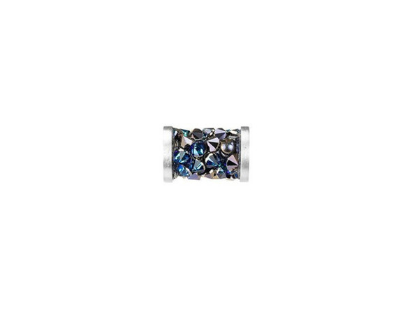 You'll love the glittering style of this PRESTIGE Crystal Components bead. This Fine Rocks tube bead is a wonderful way to dress up any jewelry design. String into bead patterns, stitch it into sewing projects, use it on leather, and more. However you use it, it will bring a glittering pave look to designs. The surface is covered in double-pointed size PP14 chatons. This short tube bead features stainless steel end caps for a polished and professional finishing touch.