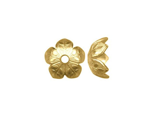 Gold Plated Bead Caps, Flower, 8mm (12 Pieces)