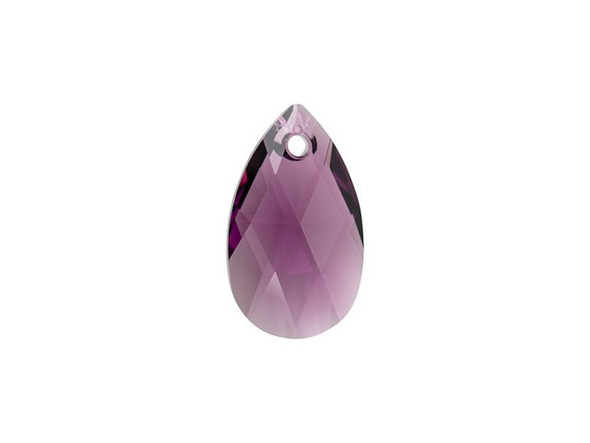 Magical purple sparkle fills this classic PRESTIGE Crystal Components pendant. This lovely pendant features a simple pear shape and is covered in precise-cut facets that sparkle brilliantly. The teardrop-like shape will add sophistication to any necklace design and the Austrian crystal will glitter like no other. Use it with a bail to ensure your pendant hangs straight and even.