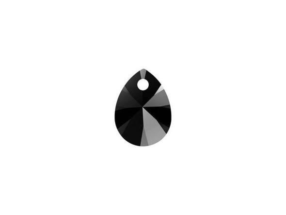 Design dramatic jewelry with this PRESTIGE Crystal Components mini pear pendant, which displays an inky black hue that will add bold contrast to your jewelry. This 8mm pendant displays cut facets which converge to a center point on either side, adding both dimension and radiance. The beading hole is punched through the top to provide a dangling effect when strung.Sold in increments of 6