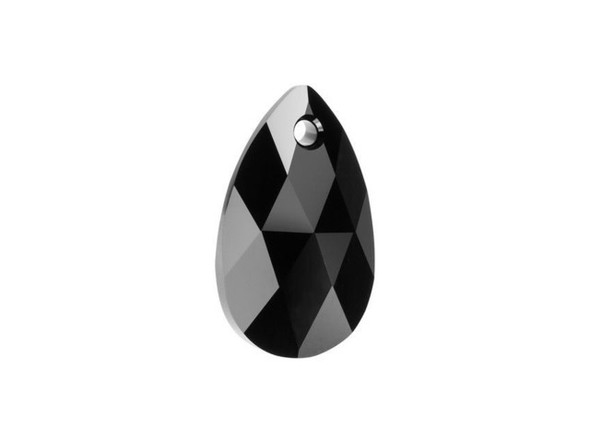 Enigmatic gleam will define your designs when you use this PRESTIGE Crystal Components pear-shaped pendant. This lovely pendant features an elegant pear shape and is covered in precise-cut facets that sparkle magnificently. The teardrop-like shape will add sophistication to any necklace design and the Austrian crystal will glitter like no other. This pendant features a mysterious black shine that gleams within every facet. String this pendant onto silk ribbon using a bail for a simple design that looks divine.