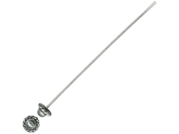 Antiqued Pewter Plated Head Pin, 2", Ball and Rope End (100 Pieces)