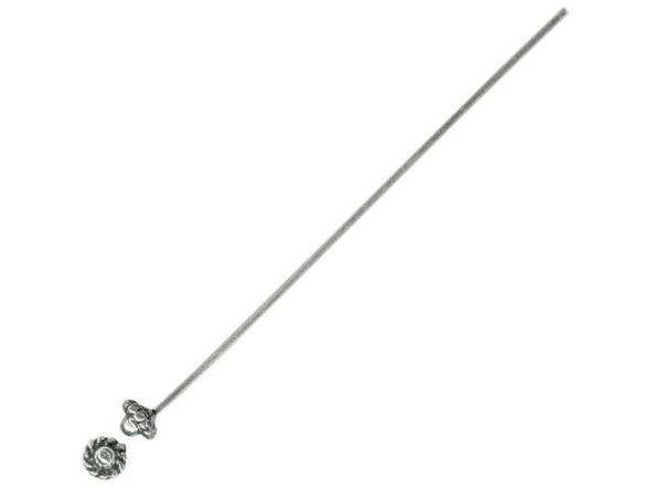 Antiqued Pewter Plated Head Pin, 2", Small Ball and Rope End (100 Pieces)