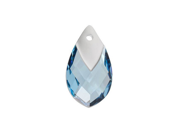 You'll love creating splashy blue styles with this PRESTIGE Crystal Components pendant. This elegant pear-shaped pendant features a brilliant multilayered cut and a pressed cavity on top with a coating that looks like a metal frame. The metallic coating will make a wonderful complement to rhodium-colored clasps, pinch bails, loops, and more. With this pendant, you don't have to glue a metal cap and you'll save time designing. It offers a quick and easy application with a sophisticated and refined look.