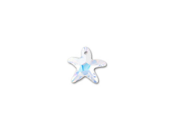 Transport yourself to the shore with this exquisite PRESTIGE Crystal Components crystal Starfish pendant. Made from beautiful PRESTIGE Crystal Components crystal, this pendant can be used in jewelry or home decor. It features a starfish shape with five arms. A stringing hole is drilled through one of the arms, so you can easily incorporate it into your style. It will make a wonderful addition to any ocean-themed look. This pendant features clear color with an iridescent finish that adds rainbow tones.