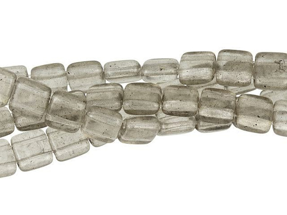 CzechMates Glass 6mm ColorTrends Transparent Sharkskin Two-Hole Tile Bead Strand