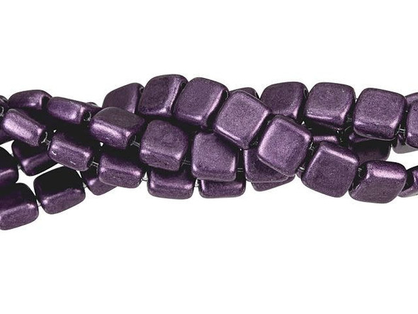 CzechMates Glass 6mm ColorTrends Saturated Metallic Tawny Port Two-Hole Tile Bead Strand