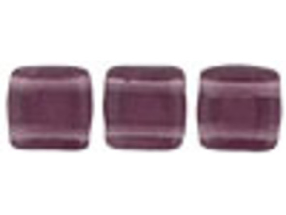 CzechMates Glass 2-Hole Square Tile Beads 6mm - Medium Amethyst