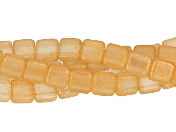 CzechMates Glass 6mm Shimmer Crystal Two-Hole Tile Bead Strand Antique