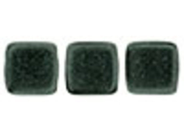 CzechMates Glass 6mm Metallic Suede Dark Forest Two-Hole Tile Bead Strand