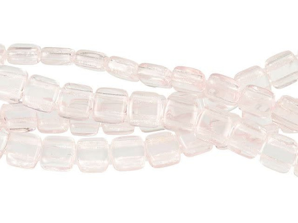 CzechMates Glass 6mm Rosaline Two-Hole Tile Bead Strand