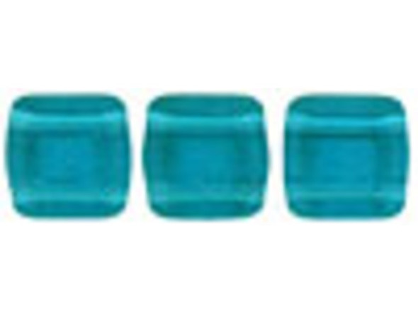 CzechMates Glass 6mm Teal Two-Hole Tile Bead Strand