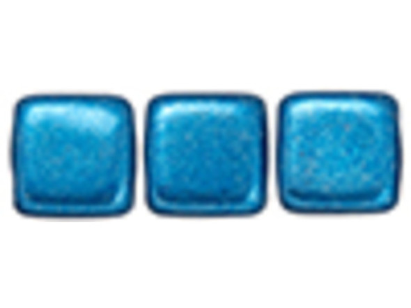 CzechMates Glass 6mm ColorTrends Saturated Metallic Nebulas Blue 2-Hole Tile Bead (50pc Strand)