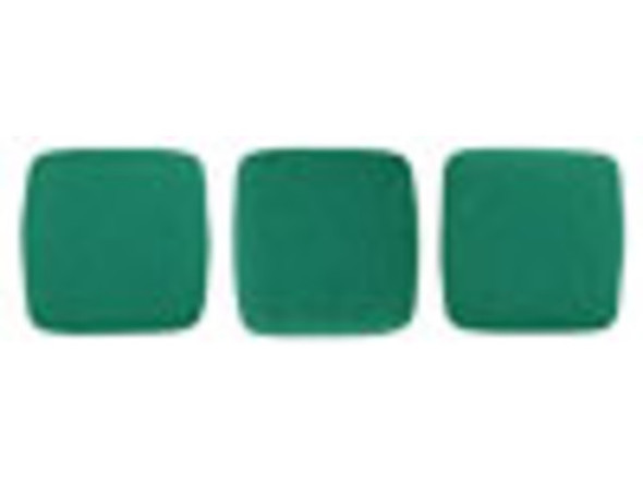 CzechMates Glass 6mm Neon Emerald Two-Hole Tile Bead Strand