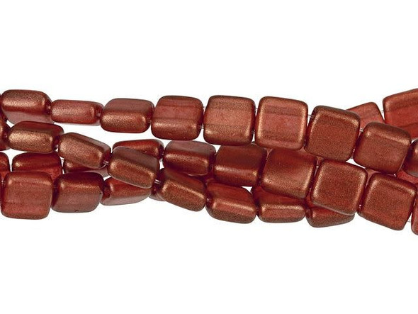 CzechMates Glass 6mm Halo Cardinal Two-Hole Tile Bead Strand