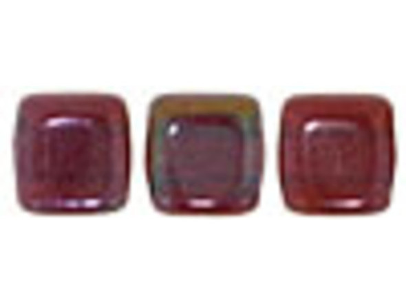 CzechMates Glass 6mm Siam Ruby Vega Two-Hole Tile Bead Strand