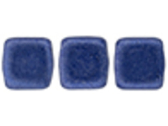 CzechMates Glass 6mm ColorTrends Saturated Metallic Navy Peony Two-Hole Tile Bead Strand