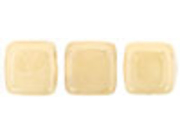 CzechMates Glass 2-Hole Square Tile Beads 6mm - Opaque Champagne Luster