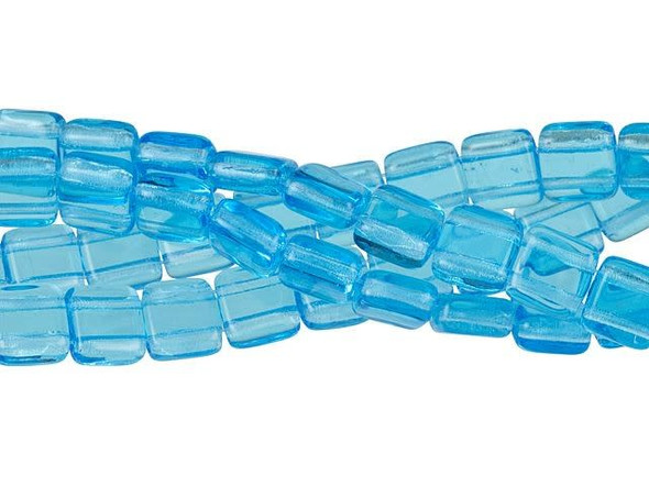 CzechMates Glass 6mm Aquamarine Two-Hole Tile Bead Strand