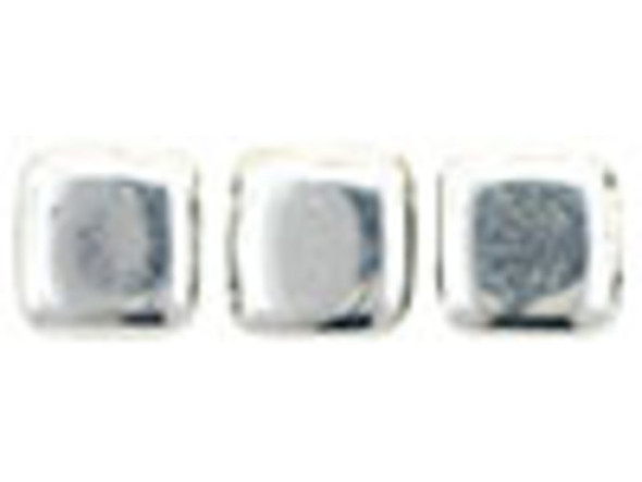 CzechMates Glass 2-Hole Square Tile Beads 6mm 'Silver'