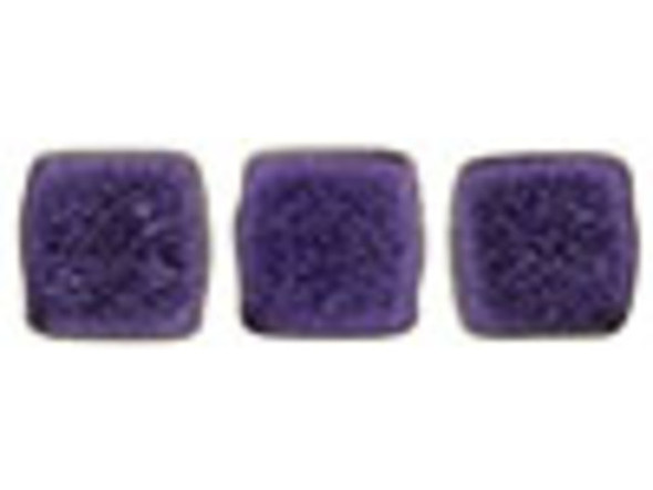 CzechMates Glass, 2-Hole Square Tile Beads 6mm, Metallic Purple Suede