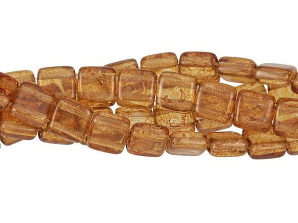CzechMates Glass 6mm ColorTrends Transparent Potter's Clay Two-Hole Tile Bead Strand
