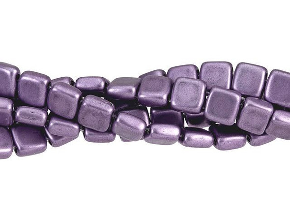 CzechMates Glass 6mm ColorTrends Saturated Metallic Ballet Slipper Two-Hole Tile Bead Strand