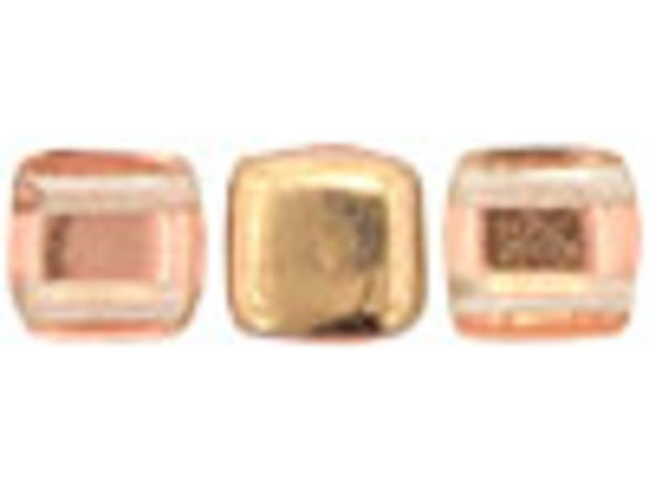 CzechMates Glass 2-Hole Square Tile Beads 6mm 'Apollo Gold'