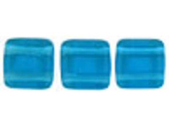 CzechMates Glass 6mm Capri Blue Two-Hole Tile Bead Strand