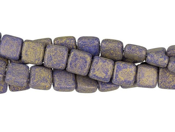 CzechMates Glass 6mm Pacifica Elderberry Two-Hole Tile Bead Strand