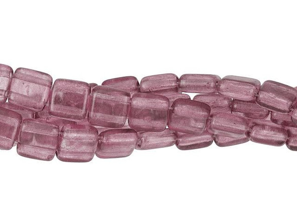 CzechMates Glass 6mm ColorTrends Transparent Dusty Cedar Two-Hole Tile Bead Strand