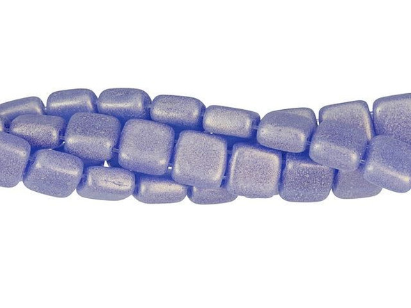 CzechMates Glass 6mm Sueded Gold Sapphire Two-Hole Tile Bead Strand