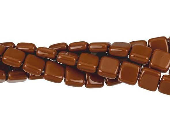 CzechMates Glass 6mm Umber Two-Hole Tile Bead Strand