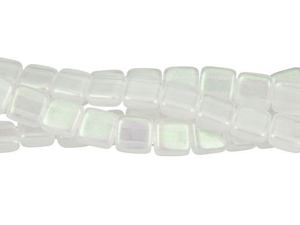 CzechMates Glass 6mm Chromatic Orchid Aqua (Irregular Finish) Two-Hole Tile Bead Strand