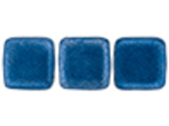 CzechMates Glass 6mm ColorTrends Saturated Metallic Little Boy Blue Two-Hole Tile Bead Strand