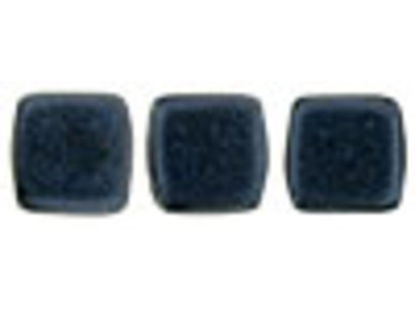 CzechMates Glass 6mm Metallic Suede Dark Blue Two-Hole Tile Bead Strand