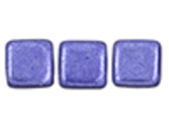 CzechMates Glass 6mm ColorTrends Saturated Metallic Ultra Violet 2-Hole Tile Bead (50pc Strand)