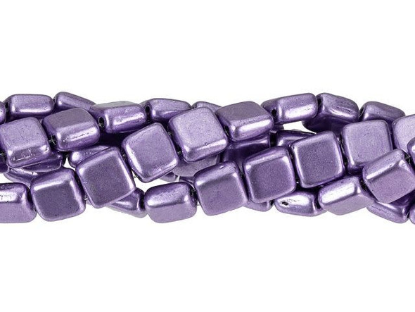 CzechMates Glass 6mm ColorTrends Saturated Metallic Crocus Petal 2-Hole Tile Bead (50pc Strand)