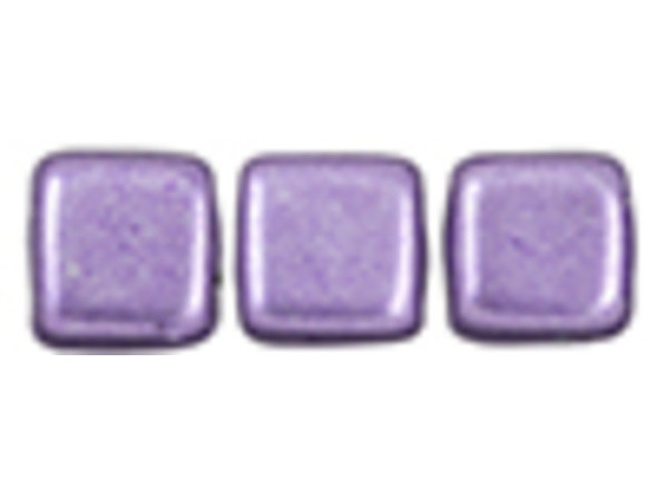 CzechMates Glass 6mm ColorTrends Saturated Metallic Crocus Petal 2-Hole Tile Bead (50pc Strand)