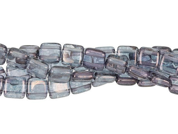 CzechMates Glass 6mm Crystal Moon Dust Two-Hole Tile Bead Strand