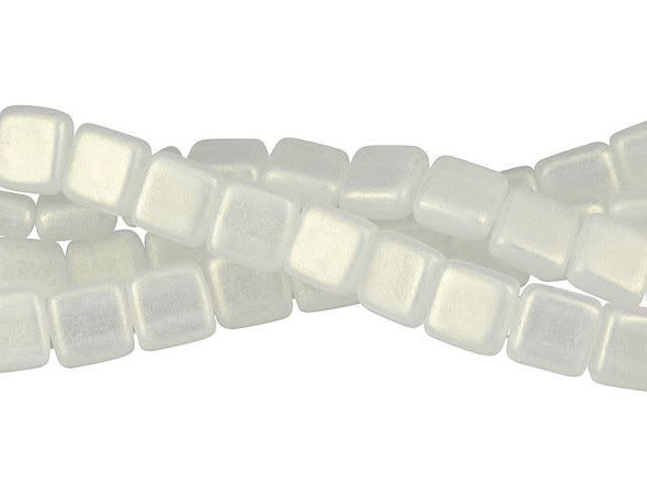CzechMates Glass 6mm Sueded Gold Crystal Two-Hole Tile Bead Strand