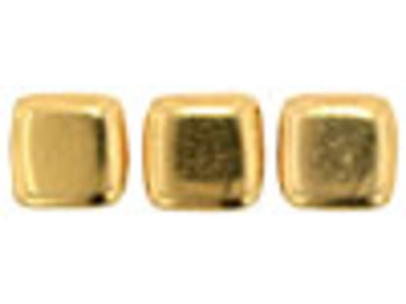 CzechMates Glass 6mm 24K Gold-Plated Two-Hole Tile Bead Strand