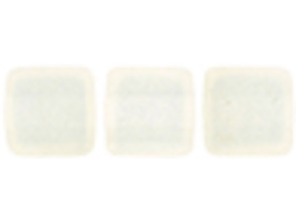 CzechMates Glass 6mm Sueded Gold Milky White Two-Hole Tile Bead Strand