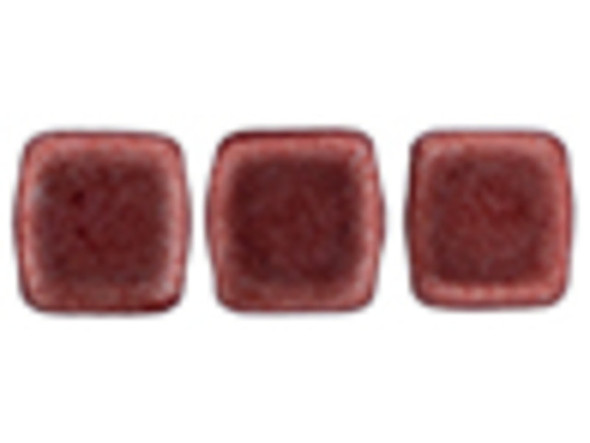 CzechMates Glass 6mm ColorTrends Saturated Metallic Grenadine Two-Hole Tile Bead Strand