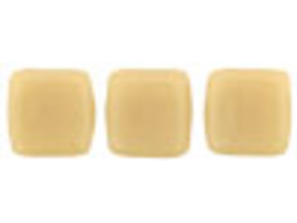 CzechMates Glass 6mm Opaque Lt Beige Two-Hole Tile Bead Strand