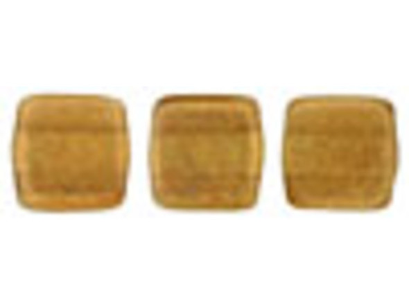 CzechMates Glass 6mm Halo Sandalwood Two-Hole Tile Bead Strand